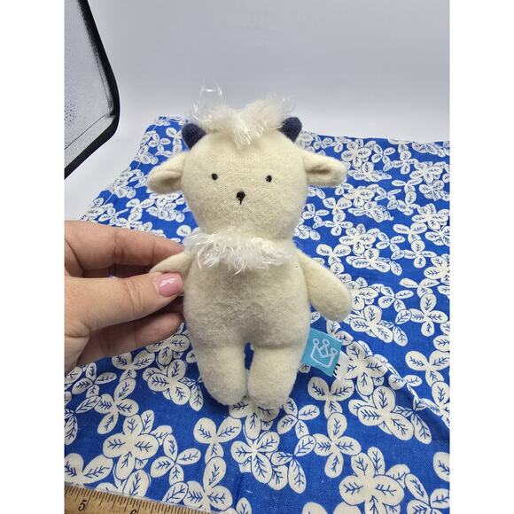 Manhattan Toy Embroidered Plush Goat Baby Rattle + Soft Cotton Burp Cloth - Picture 2 of 4